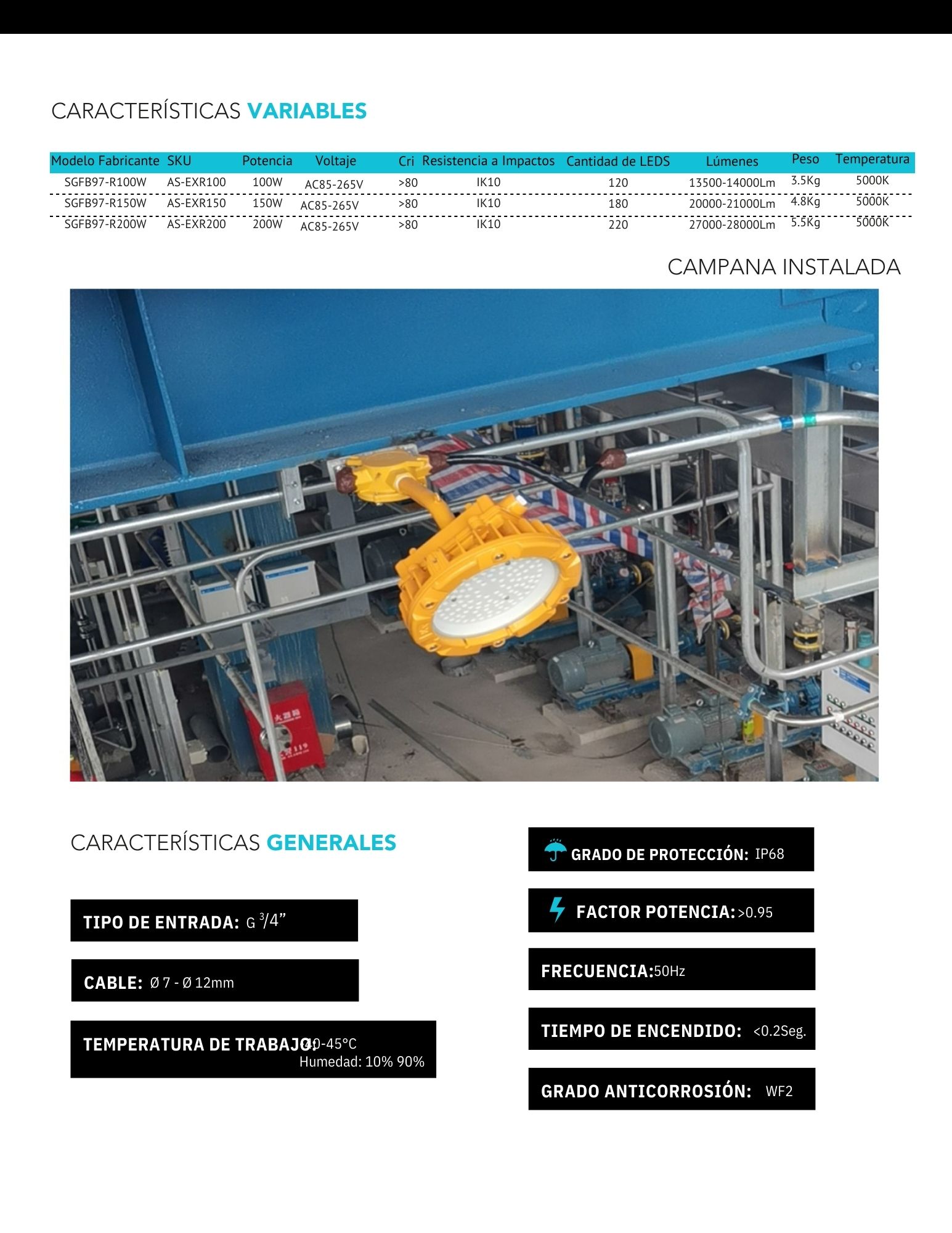 CAMPANA LED ANTI-EXPLOSIVA MODELO AMALTEA - Imagen 2